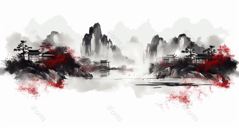 国画新中式水墨山水画背景图,插画/手绘图,插画/手绘图库,插画/手绘图下载,插画/手绘